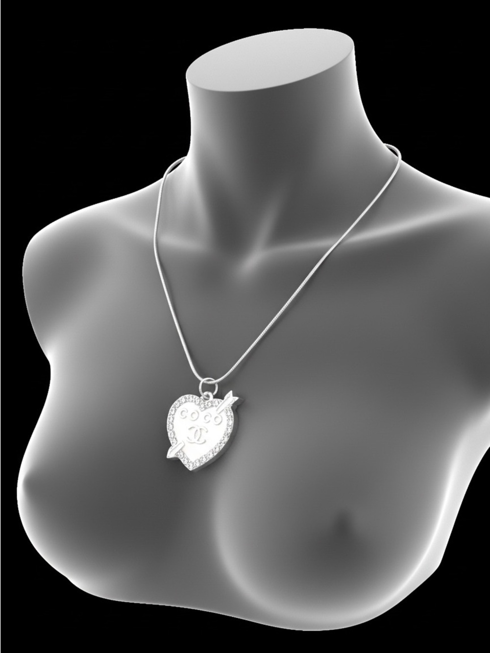 Silver Heart Arrow Pendant Necklace - Women Jewelry - Picture 3 of 10
